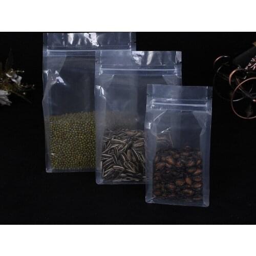 Stand up square Transparent Zip Lock Bag Block bottom Reusable plastic pouch zipper seal food packaging