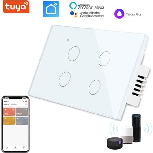 1/2/3/4 Gang Wifi Wall touch wall Switch light switch Global control compatible with Amazon Alexa,Google home US Standard