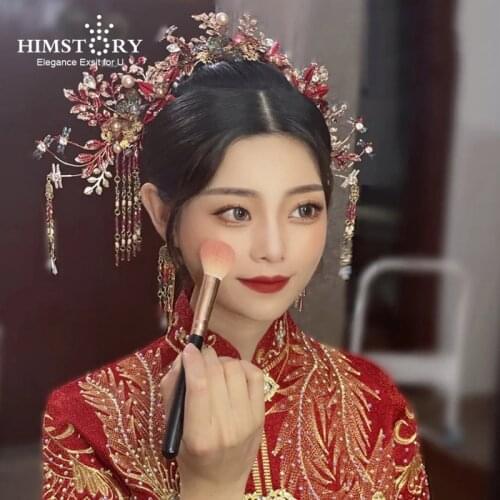 HIMSTORY Vintage Chinese Style Wedding Hair Accessories Retro Costume Princess Hairpins Headpiece Costume Party Head Jewelry