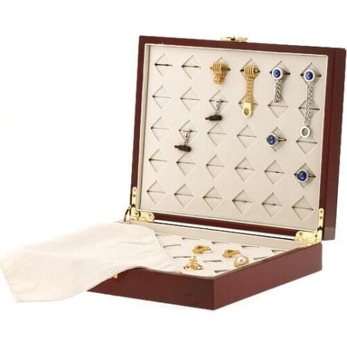 Wooden Cufflinks Ring Earring Box 30pairs Capacity 300x239x70mm Jewelry Box Organizer Storage Carrying Case Jewelry Display
