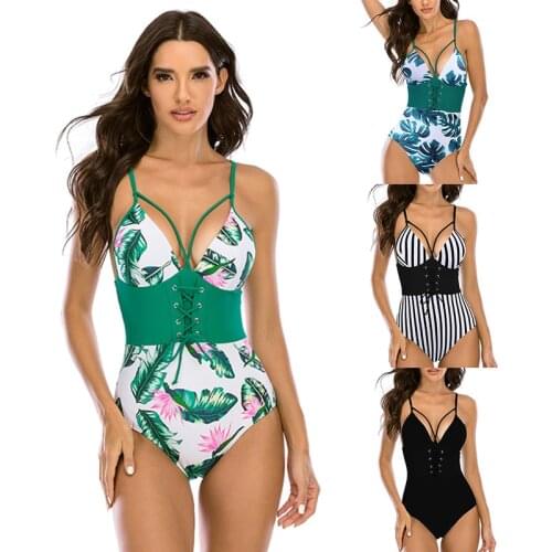 2021 Sexy One Piece Swimsuit Push-Up Swimwear Women Monokini Bandage Sling Swimsuit Bodysuit Beach Bathing Suit Swim Wear