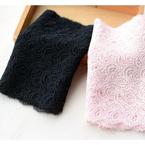 1 Meter/lot 18cm Width Sewing Accessories Water Soluble Floral Lace Applique Pink Black Embroidered Lace Trim