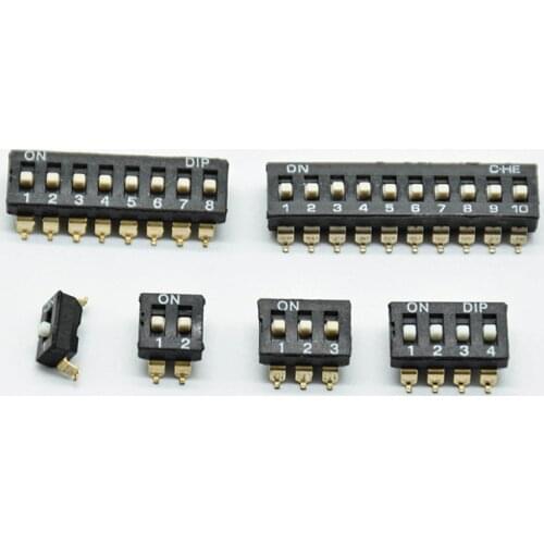 10 piezas negro 2,54mm chip interruptor DIP KM-1P-12P chip SMD negro de pies chapados en oro P/10 P