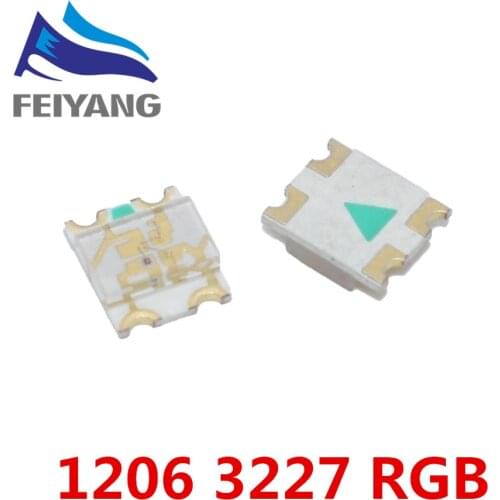 100pcs 1206 (3227) RGB Common Anode SMD LED Bead Tricolor Red Green Blue Ultra Bright Chip LED Light Emitting Diode Lamp SMT