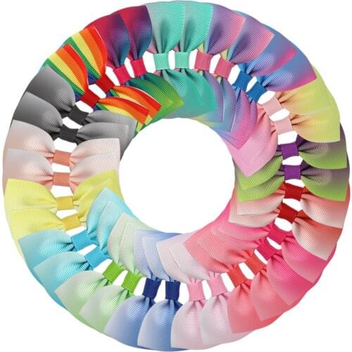 17pcs/lot 3 Inch Striped Multi-color Hair Bows Without Clips Gradient Hairbows New Fashion Grosgrain Ribbon Bow Hair Ties