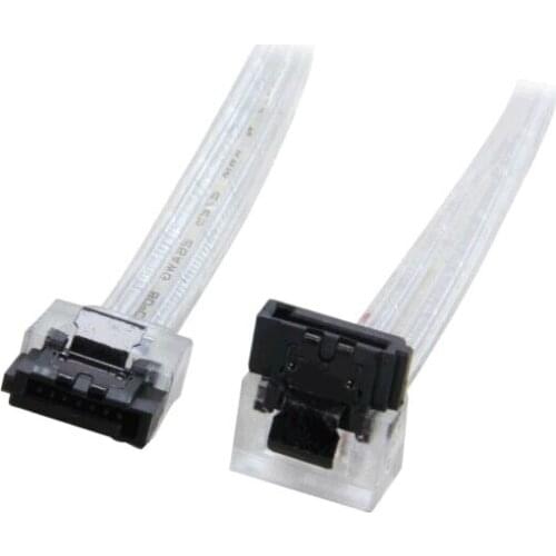 180 to 90 degree 6Gb/s SATA3 Serial ATA DATA cable with latch for SATA 3.0 SATAIII 6Gbps HDD Hard Drive Disk/ SSD -Sliver