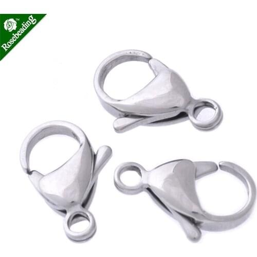 20pcs 9-15mm Stainless Steel Lobster Claw Clasps,Bracelet Necklace Finding,Lobster Clasps