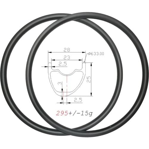 295g SL Mountain Bicycle Cross Country Asymmetric 28mm Carbon Rims 29er Disc Tubeless UL 24H 28H 32H 25mm Deep UD matte glossy