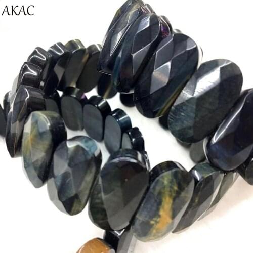 Natural blue tiger eye bangle hawks eye faceted bracelet for women men bracelet