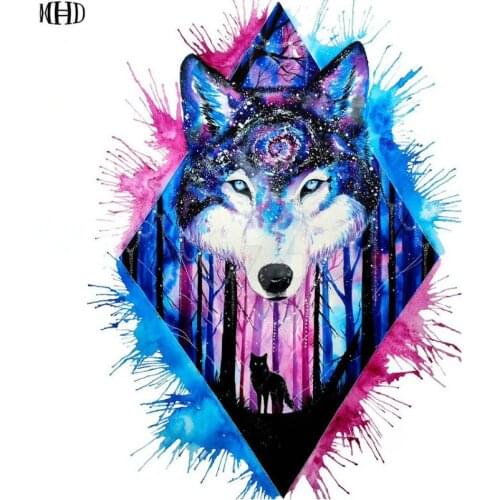3d diamond embroidery icon diamond painting cross stitch Painted Wolf diamond mosaic round rhinestone pattern