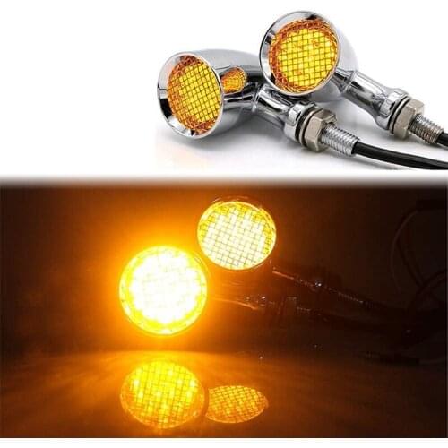 Motorcycle Grid Retro Turn Signal Light Indicators LED Brake Light Universal for Cruise Prince 4Pcs