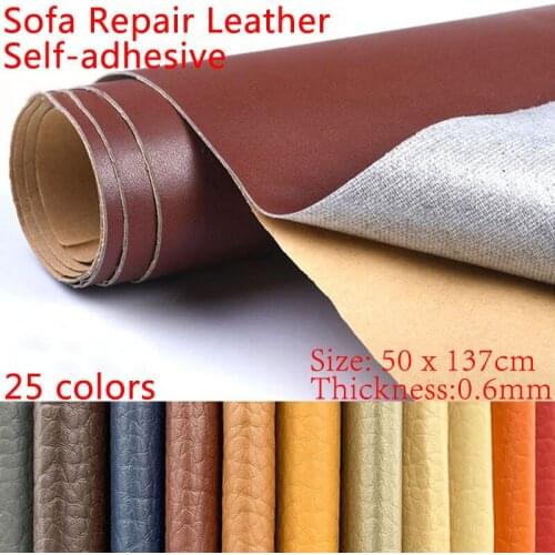Litchi Pattern Back Self-adhesive Stick Faux PU Leather Fabric Repair Patch Sticker For Sofa Car Bag DIY Craft