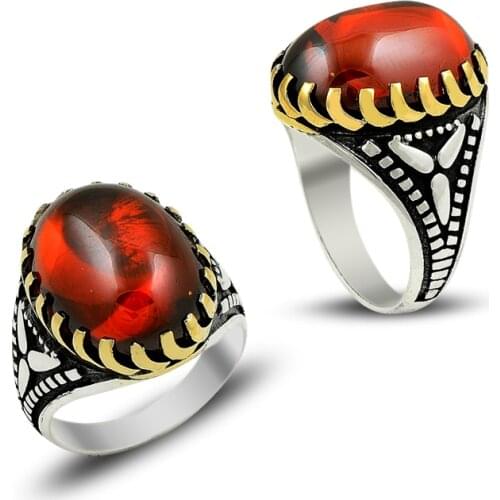 925 Silver Red Dragon Eye Elegant Rings for Men