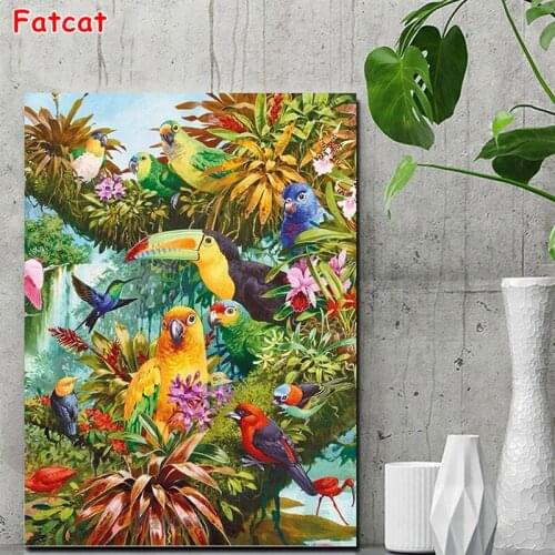 New Diamond Painting Parrot Animals Full Drill Diamond Embroidery Mosaic Forest birds landscape Wall Art Decor For Home PP1421