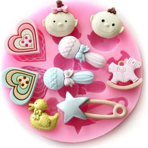 Baby born shaped 3D Reverse sugar molding Food Grade silicone mould for polymer clay molds chocolate cake decoration tools F0126