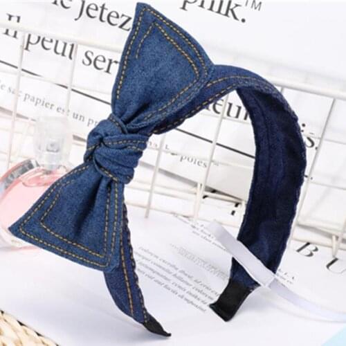 Big Denim Bow Headband for Women Adult Headband Girls Bow Hairband Headband Knotted Women Hair Accessories Head Wrap Hair Hoop