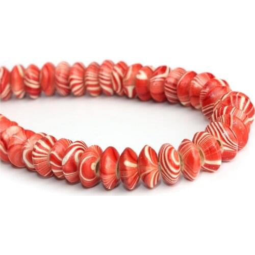 Wood Spacer Beads Abacus Red & Natural Color Wooden Bead For DIY Fashion Jewelry Making About 8mm Dia., 1 Strand (About 120pcs)