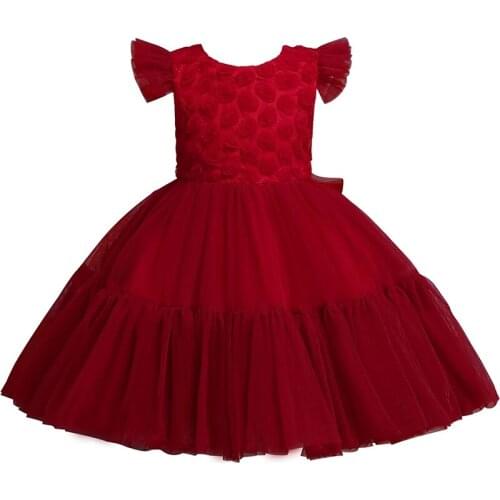 Childrens Clothing Baby Girls Tutu Birthday Party Baptism Dress Christmas Costume Flowers Girls Wedding Dress for Bridesmaid