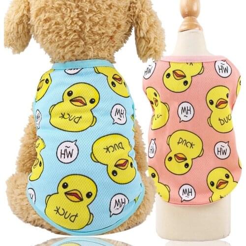 Cat T-shirt Mesh Puppy Dogs Clothes Cute Pet Clothes Duck Cartoon Pet Clothing Summer Shirt Casual Vests for Small Pets XS-XXL