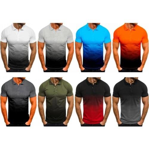 Collar T-Shirt Loose Short Sleeve Contrast Color Men Tops Lapel Printed Shirt for Summer