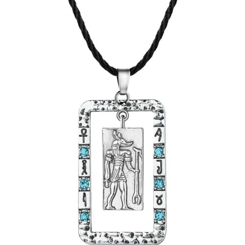 Kinitial Retro Viking Anubis Pendant Rune Amulet Ancient Egyptian Gods Necklace Norse Hieroglyphics Egyptian Male Jewelry