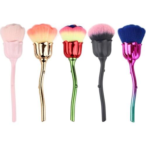 NEWCOME 1PC Rose Flower Brush Nail Art Clean Brushes Super Soft Foundation Powder Brush Make up Tool