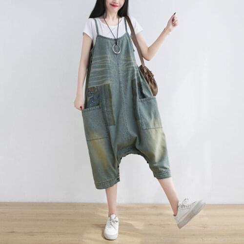 Cowboy Cross-pants Women Baggy Strap Wide Leg Cargo Rompers Trousers Boyfriend Streetwear Hip hop punk style Harem Jumpsuit