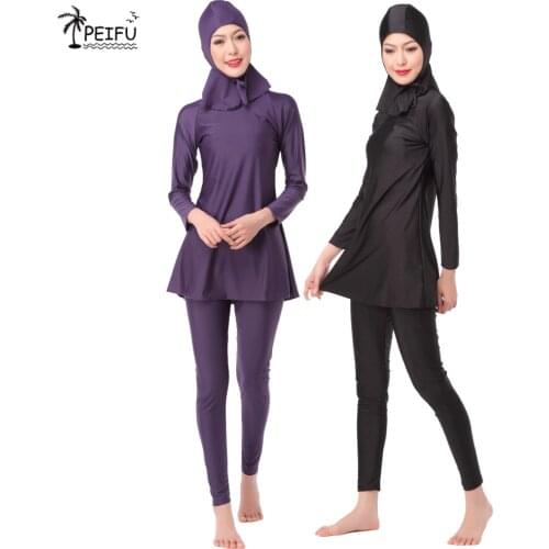 HAOFAN Swimming Suit For Burkini Muslim Fashion Swimwear Women Swimsuit Long Sleeve Arabic Turkey Pakistani Islamic Swim Wear