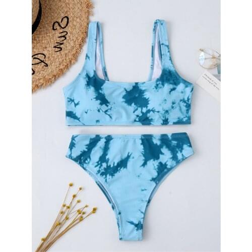 #L0 bathing suit women Womens Swimwear Sexy Tie dye Lace Up High Cut Leg Bikini Set Two Piece Swimsuit Swimming Suit For Women