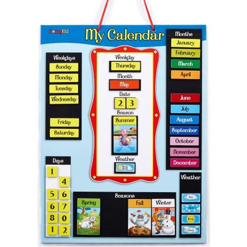 ZazzyKid Magnetic Calendar & Weather Set for Kids: Childrens Daily Learning Toy