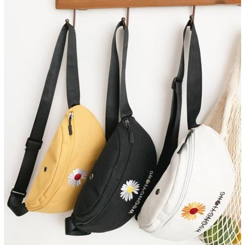 Fashion Handbag Casual Girls Women Mini Cloth Bucket Pouch Daisy Printed Canvas Waist Bag Cloth Bucket Pouch Shoulder Bag