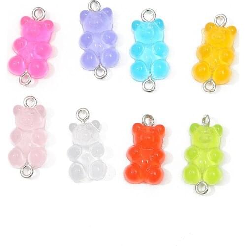 50Pcs Fashion Cute Resin Gummy Bear Pendant Charms for Woman Girls Cartoon Jewelry Findings DIY Wholesale 18x11mm 20x11mm
