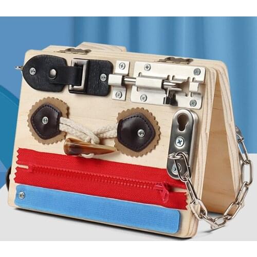 Montessori Wooden Toy Baby Busy Board Buckle Training Essential Educational Sensory Board For Toddlers Ntelligence Children Gift