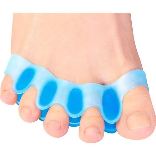 2pcs Soft Transparent Blue Toe Separators Hallux Valgus Bunion Corrector Separate Overlapping Toes Pain Relief Foot Care C1757
