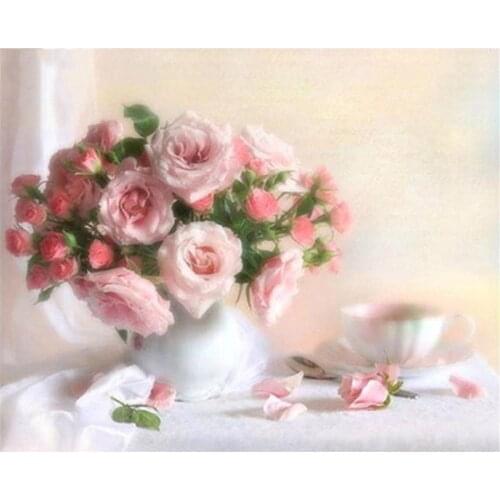 Flowers Drawing Figure DIY Cross Stitch 11CT Embroidery Kits Craft Needlework Set Printed Canvas Cotton Thread Home Design