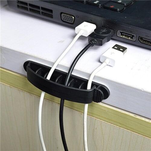 1Pcs Office Desk Cable Organizer Adhesive Silicone Wire Lead USB Charger Cord Winder Home Table Storage Holder Accessories