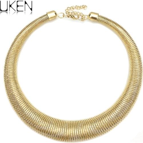 UKEN Women Chunky Metal Torques Collar Chokers Necklaces Fashion Jewelry Punk Accessories Statement Necklace Wholesale Gift