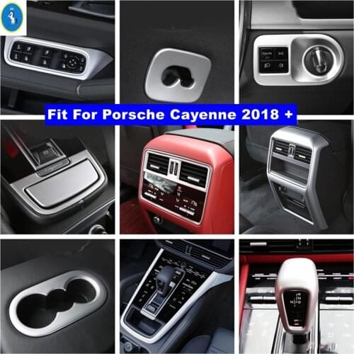 Matte Interior Refit Kit Dashboard Air AC / Lift Button / Head Lamps / Gear Box Panel Cover Trim For Porsche Cayenne 2018 - 2021