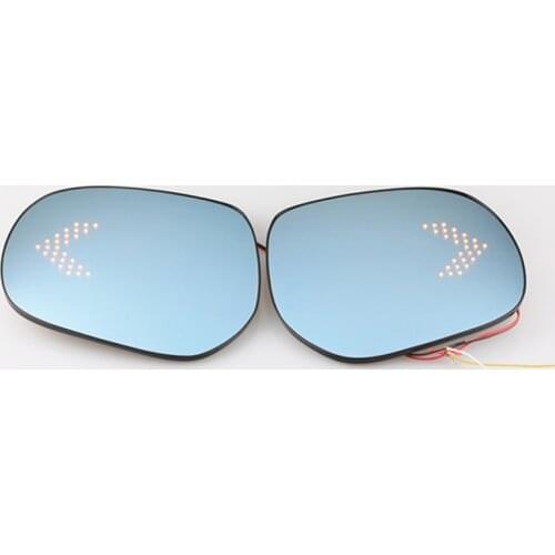 Blue Wing Mirror Glass Heated Angle Wide Glare Proof LED Turn Signal Lamp for Toyota Land Cruiser Prado 200 J150 2010-2019