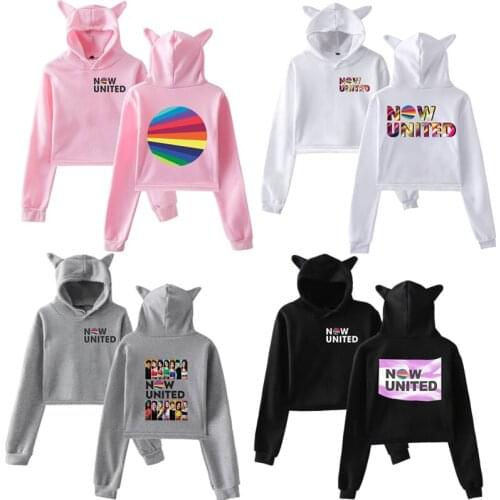 Now United-Better Album Cat Hoodie Now United Hoodie Women Pullover Girl Tracksui Cat Crop Top Pink UN Team Oversized Sweatshirt
