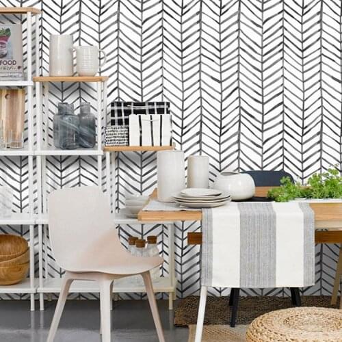 Thick Geometric Black and White Grid Self-adhesive Waterproof and Scrubable Simple Background Wallpaper