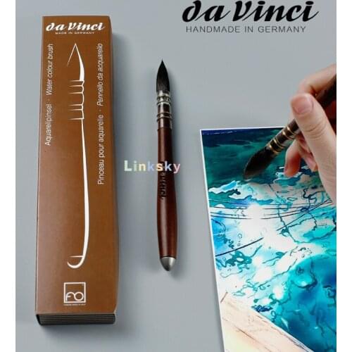 Da Vinci Series 499 Traditional Wash Brush Size 3 with Ethergraf Metalpoint Tip for 'silver Point Drawing', Blue Squirrel Hair