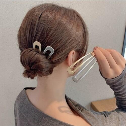 Women U-shaped Pin Metal Barrette Clip Hairpins Simple Geometric Updo Hair Accessories Fashion Hairstyle Design Tools