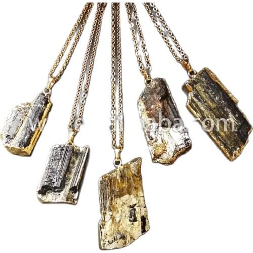 WT-N247 New!! Natural Raw mineral stone necklace, black tourmaline necklace