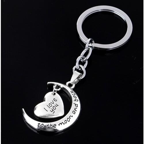 Women Fashion Keychain I Love You To The Moon And Back Keychain Key Ring Moon And Heart Key Chains Jewelry Gifts For Women