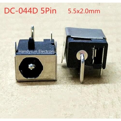 DC-044D DC Power Socket 5.5x2.0core 5Pin Straight Plug Bent Pin With Positioning Half Wrapped All Copper Panel Mount Connector