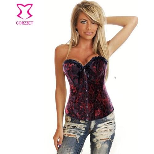 Burlesque Clothing Red Floral&Dragon Embroidery Pattern Women Corset Sexy Gotico Corselet Overbust Strapless Corses Para Mujer