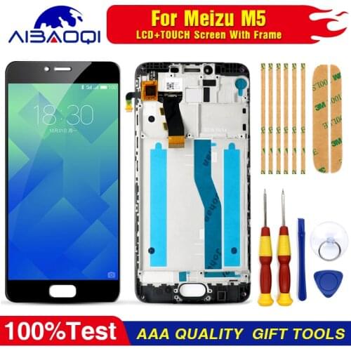 AiBaoQi For 5.2'' Meizu M5 LCD screen display+Touch panel Digitizer lcd With Frame For Meizu M5 M611D M611A M611Y M611H