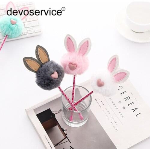 1 Pc Fresh Cute Plush Rabbit Ear Gel Pen For Children Ballpoit Pens Kawaii Stationery Gifts School Office Supplies Fashion Gifts