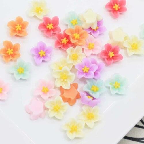 100/50pcs Mixed 14mm Resin Flower Decoration Crafts Flatback Cabochon Beads Embellishments For Scrapbooking DIY Accessories